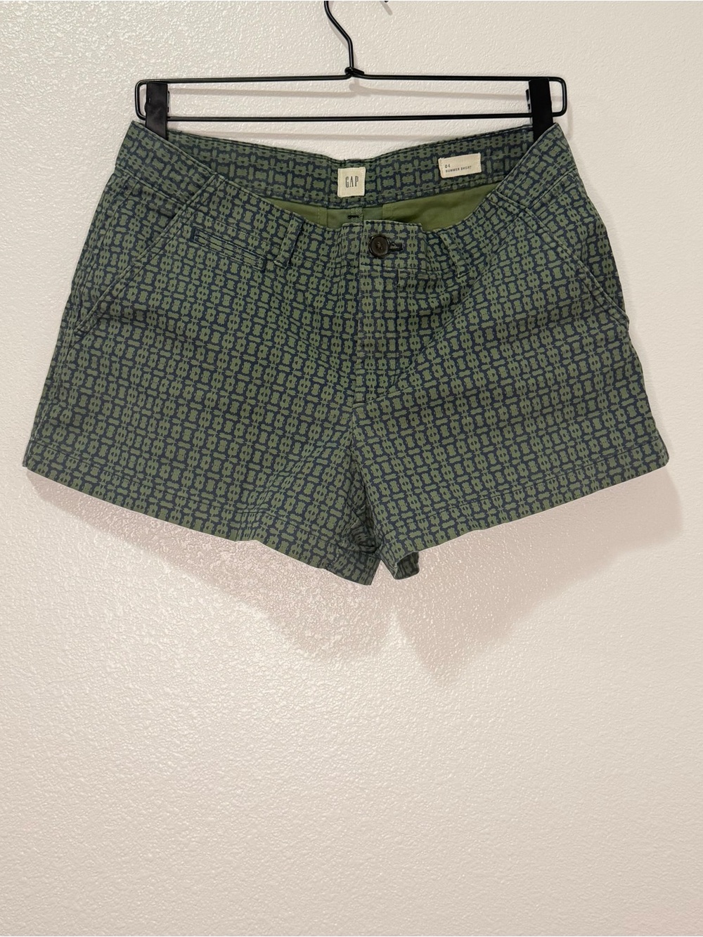 GAP Green and Navy Blue Patterned Cotton-Blend Women’s Shorts